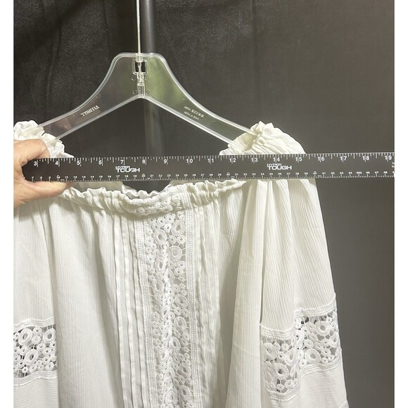 New York & Co Womens M White Embroidered Peasant Top - Picture 2 of 10